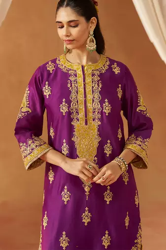 Deep purple kurta with salwar and dupatta