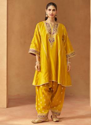 Mustard kalidaar chauga with salwar with dupatta 2
