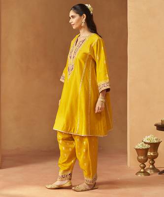 Mustard kalidaar chauga with salwar with dupatta 3
