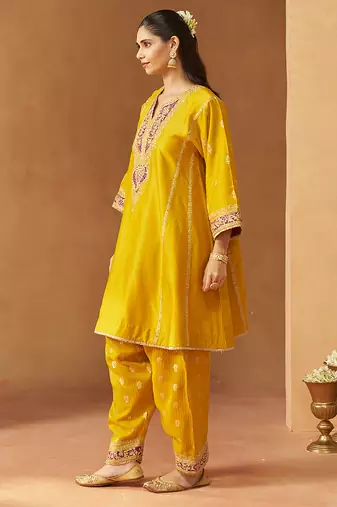 Mustard kalidaar chauga with salwar with dupatta