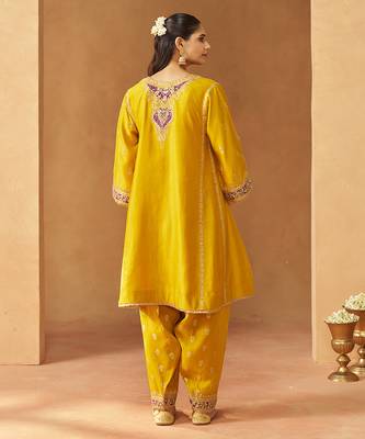 Mustard kalidaar chauga with salwar with dupatta 4