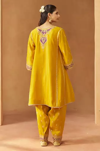 Mustard kalidaar chauga with salwar with dupatta