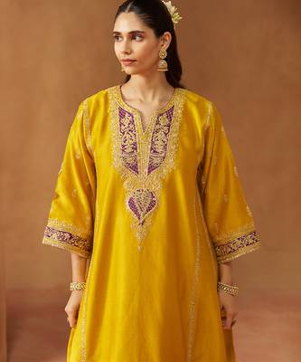 Mustard kalidaar chauga with salwar with dupatta 5