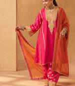 Hot pink kalidaar chauga with salwar with dupatta