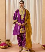 Deep purple kalidaar chauga with salwar with dupatta