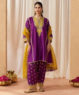 Deep purple kalidaar chauga with salwar with dupatta 2