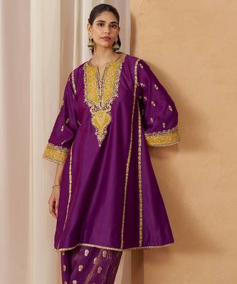 Deep purple kalidaar chauga with salwar with dupatta 3