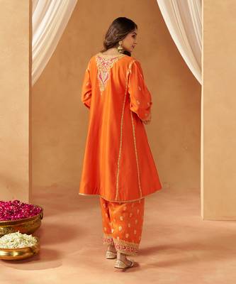 Burnt orange kalidaar chauga with salwar with dupatta 2