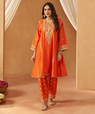 Burnt orange kalidaar chauga with salwar with dupatta 3