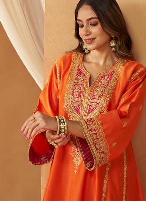 Burnt orange kalidaar chauga with salwar with dupatta 4