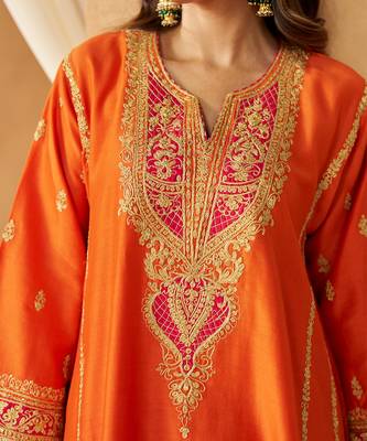 Burnt orange kalidaar chauga with salwar with dupatta 5