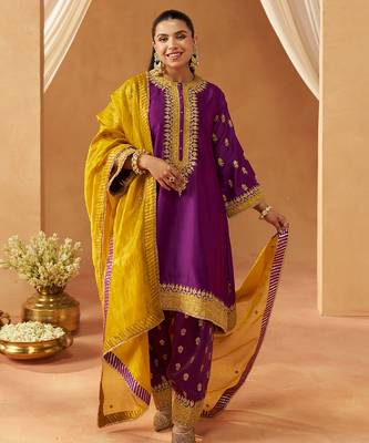 Deep purple kaaftan with salwar with dupatta 1