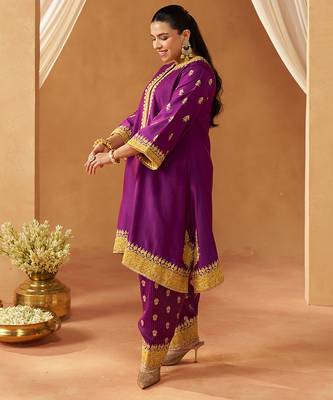 Deep purple kaaftan with salwar with dupatta 3