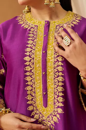Deep purple kaaftan with salwar with dupatta