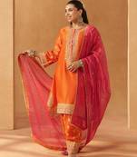 Burnt orange kaaftan with salwar with dupatta