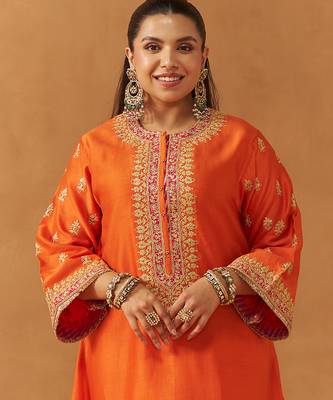 Burnt orange kaaftan with salwar with dupatta 4