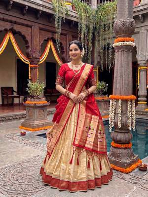 Women's Kanchipuram Silk Zari Woven Lehenga Choli with Paithani Jacquard Dupatta. 1