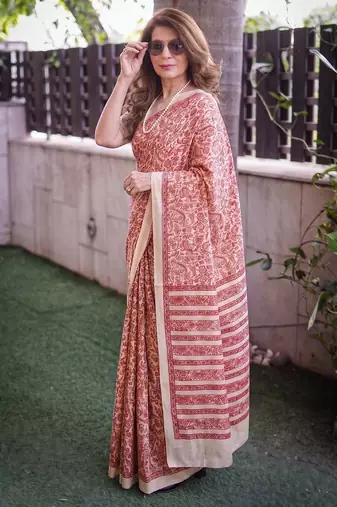  tasar art silk printed saree with classic appeal