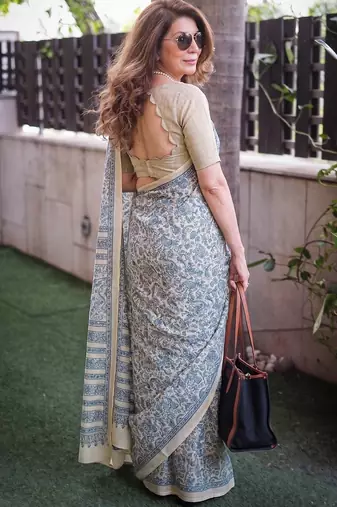  tasar art silk printed saree with classic appeal