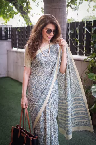  tasar art silk printed saree with classic appeal