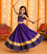 Purple premium roman silk fully flared chaniya choli for navratri