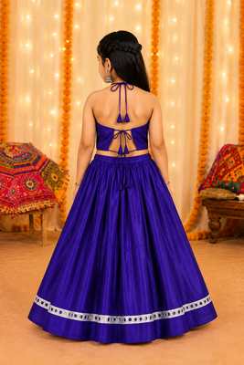 Purple mirror work premium roman silk fully flared chaniya choli for navratri 3