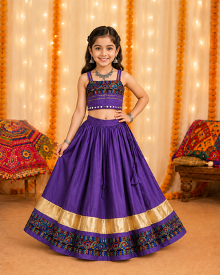 Purple premium roman silk fully flared chaniya choli for navratri 2