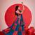 blue printed foil work cotton navratri lehenga choli set