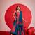 blue printed foil work cotton navratri lehenga choli set