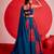 blue printed foil work cotton navratri lehenga choli set