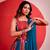 blue printed foil work cotton navratri lehenga choli set