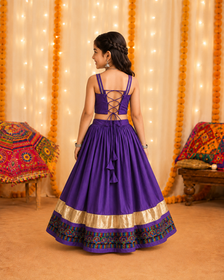 Purple premium roman silk fully flared chaniya choli for navratri 3