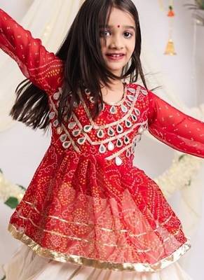 Offwhite kora cotton lehenga with embrodery work choli kids navratri collection 2