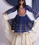 Offwhite kora cotton lehenga with embrodery work choli kids navratri collection