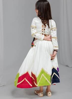 White rayon cotton embrodery work lehenga choli kids navratri collection 4