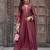 Brown embroidered vichitra silk kurti with pant and duppata set