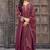 Brown embroidered vichitra silk kurti with pant and duppata set