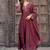 Brown embroidered vichitra silk kurti with pant and duppata set