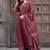 Brown embroidered vichitra silk kurti with pant and duppata set
