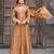 Gold embroidered vichitra silk kurti with pant and duppata set