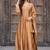 Gold embroidered vichitra silk kurti with pant and duppata set