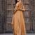 Gold embroidered vichitra silk kurti with pant and duppata set