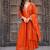 Orange embroidered vichitra silk kurti with pant and duppata set