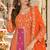 Orange silk BLEND  semi stitched anarkali suit with embroidery & sequins work