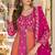 Magenta silk BLEND  semi stitched anarkali suit with embroidery & sequins work