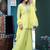 Light-yellow embroidered crunchy silk kurti with plazzo and duppata set