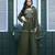 Olive embroidered crunchy silk kurti with plazzo and duppata set