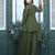 Olive embroidered crunchy silk kurti with plazzo and duppata set