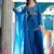Blue embroidered crunchy silk kurti with plazzo and duppata set
