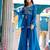 Blue embroidered crunchy silk kurti with plazzo and duppata set